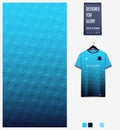 Blue gradient geometry abstract background. Fabric pattern for soccer jersey, football kit, sport uniform. T-Shirt mockup. Royalty Free Stock Photo