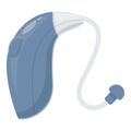 Blue color hearing aid icon cartoon vector. Noisy level volume