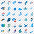 Blue color icons set, isometric style Royalty Free Stock Photo