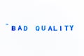 Blue ink of rubber stamp in word bad quality on white paper background Royalty Free Stock Photo