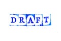 Blue ink of rubber stamp in word draft on white paper background Royalty Free Stock Photo