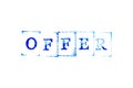 Blue color ink rubber stamp in word offer on white paper background Royalty Free Stock Photo