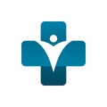 Medical plus people color shape logo design