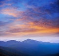 Blue color of mountains during sunset Royalty Free Stock Photo