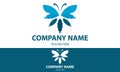 Blue Color Nature Eco Leaf Butterfly Logo Design Royalty Free Stock Photo