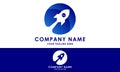 Blue Color Negative Space Rocket Launch Initial Letter R Logo Design Royalty Free Stock Photo