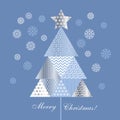 Blue color patchwork xmas tree Royalty Free Stock Photo
