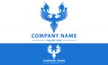 Blue Color Phoenix Bird with Spread Wing Logo Design