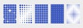Blue color retro checkered pattern. Abstract poster background vector set. Minimalist color cover template. Design for social