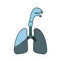 Blue color shading silhouette respiratory system with windpipe Royalty Free Stock Photo