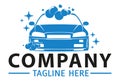 Blue Color Shiny Automotive Car Wash Logo Design