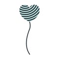 Blue color silhouette balloon in heart shape with diagonal lines floating