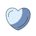 Blue color silhouette shading of front view heart shape symbol charity love