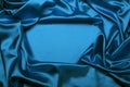 Blue color silk fabric. Abstract frame background