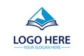 Blue Color Simple Open Book and Mountain Logo Design