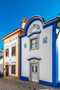 Blue color on the sky and buildings of old city Ericeira Royalty Free Stock Photo