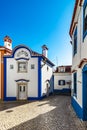 Blue color on the sky and buildings of old city Ericeira Royalty Free Stock Photo