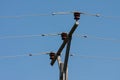 powerline on blue sky Royalty Free Stock Photo