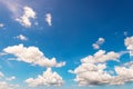 Blue color sky white clouds low level bright fresh sparse Royalty Free Stock Photo