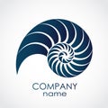 Blue color snail shell spiral shape logo