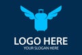 Blue Color Spread Wing Suitcase Logo Design