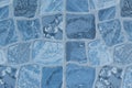 Blue Color Stone Mosaic Abstract Pattern Solid Rough Texture Floor Background Wall Top View Royalty Free Stock Photo