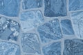 Blue Color Stone Mosaic Abstract Pattern Solid Rough Texture Floor Background Wall Top View Structure Royalty Free Stock Photo