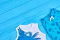 Blue color summer kids clothing. Royalty Free Stock Photo