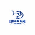 Blue Color Tarpon Fish White Bacground Fishing Logo Design Royalty Free Stock Photo