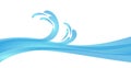 Tsunami Illustration. Blue Water Wave Splash Vector