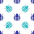 Blue Colorado beetle icon isolated seamless pattern on white background. Vector Royalty Free Stock Photo