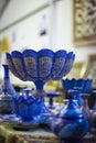 A blue colored Arabic vase is on display at a shop in Muscat Festival Royalty Free Stock Photo