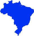 Blue colored Brazil outline map. Political brazilian map. Vector illustration Royalty Free Stock Photo