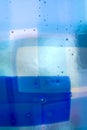 Blue Colored Glass Abstract Texture with Bubbles