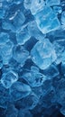 Blue colored ice cubes background