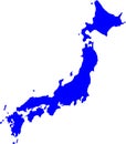 Blue colored Japan outline map. Political japanese map