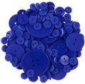 Blue colored sewing buttons isolated on white Royalty Free Stock Photo