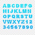 Blue Upper Case Distorted Alphabet Letters and Numbers Collection