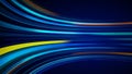 Blue colorful abstract background with animation moving of lines for fiber optic network.