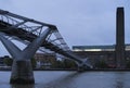 Blue colorful and calm autumn morning with river Thames and Millennium Bridge Royalty Free Stock Photo