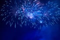 Blue colorful fireworks Royalty Free Stock Photo