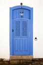 Blue colorful front house door in parati brazil Royalty Free Stock Photo