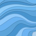 Blue colors in layered flowing waves concept in abstract striped pattern, blue background material design