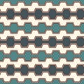 Blue colors seamless pattern with battlement curved lines. Repeated geometric figures wallpaper. Modern surface Royalty Free Stock Photo