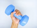 Blue colour 1kg Gym Dumble for fitness on white background