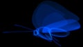 Blue coloured Butterfly in Black background 3D rendering