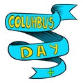 Blue Columbus Day ribbon icon, icon cartoon