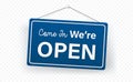 Blue Come in we are Open sign Royalty Free Stock Photo