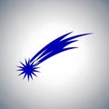 Blue comet or shooting star symbol isolated on white background Royalty Free Stock Photo