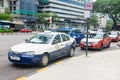 Blue comfort and red econom Kuala Lumpur taxi cars